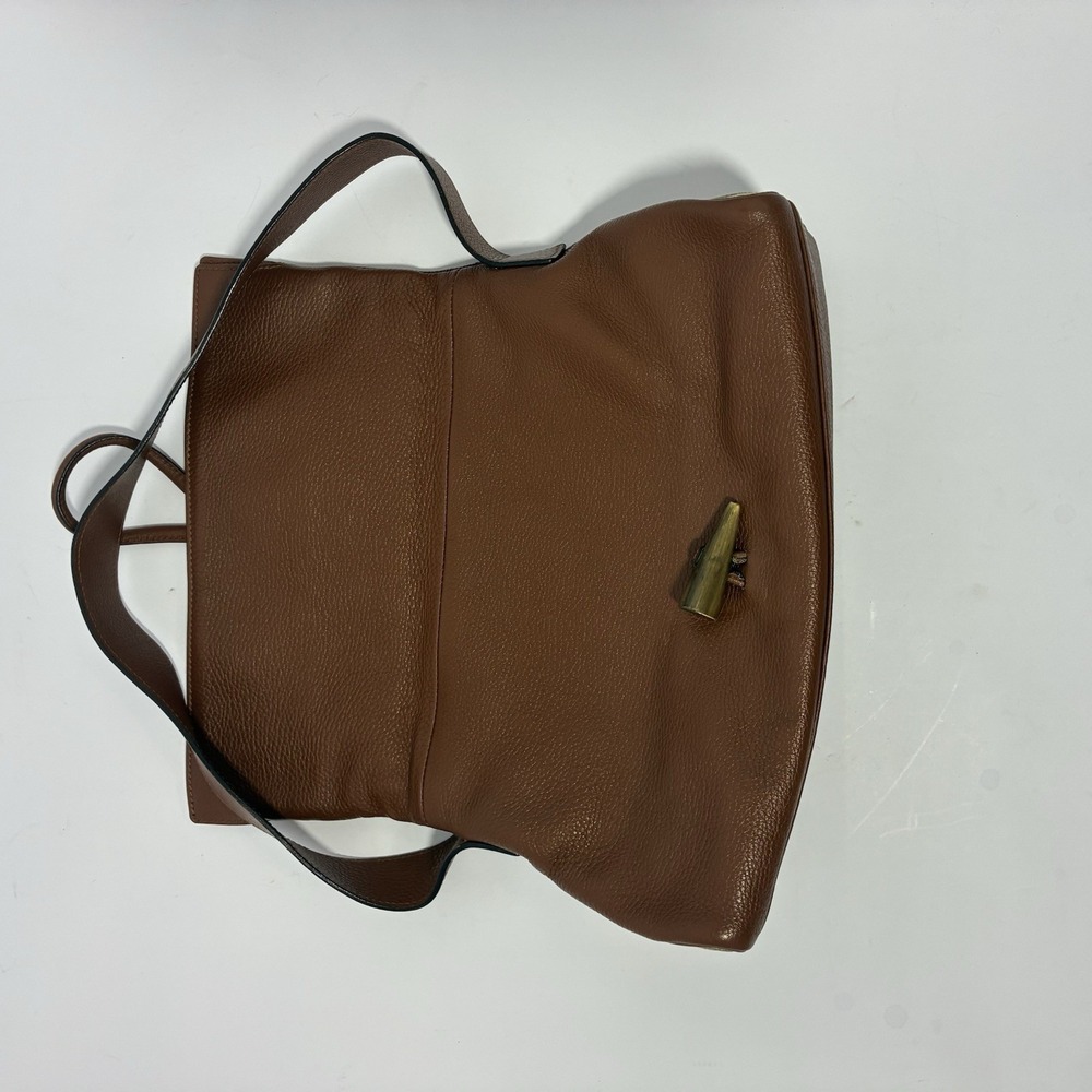 Burberry Leather Haymarket Check Horn Toggle Shoulder Bag Purse Brown Colorway - Picture 14 of 16
